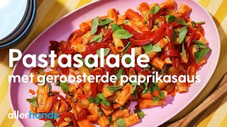 Koude pastasalade met geroosterdepaprikasaus  Recept  Allerhande [upl. by Tihom]