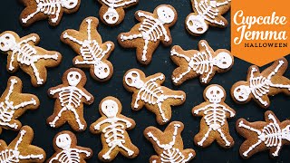 Halloween Special Pt1  Skeleton Gingerbread Cookie Recipe  Cupcake Jemma [upl. by Medeah607]