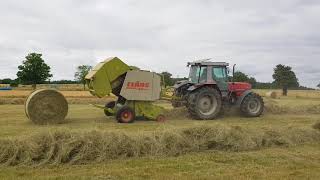 Heuernte 2018 Rundballenpressen mit Massey Ferguson 3085 und Claas Rolland 46 [upl. by Aicat422]