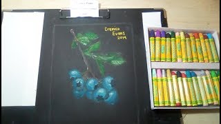 Crayola Oil Pastels 28  realistic blueberries Drawing Dremicos Art [upl. by Jemena107]