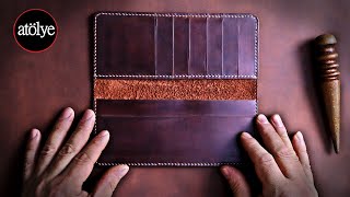 handmade leather wallet  best leather wallet  leather craft  DIY  ASMR [upl. by Ardnaskela]