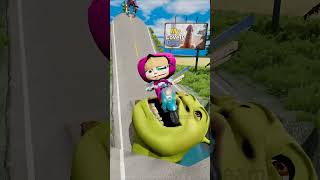 Strange Cars vs Angry Shrek in Giant Pit  BeamNGdrive [upl. by Disini]