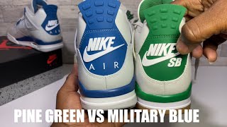 TOUGH DECISION PINE GREEN JORDAN 4 SB VS BLUE JORDAN 4 🤔 WHICH ONE YOU CHOOSING WITH ON FOOT [upl. by Giovanni]