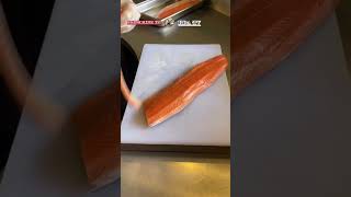 how To cut salmon turn into a nigiri sushijapanesefoodsalmon [upl. by Anan]