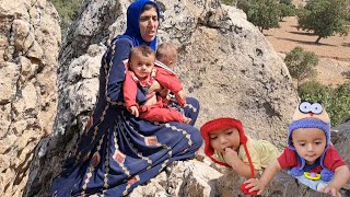 The daily life of a single mother and her twins and making a nomadic stove to light a fire and buil [upl. by Nylirek]