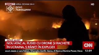 Noi atacuri cu drone și rachete ale Rusiei în mai multe regiuni din Ucraina Cel puțin 5 răniți după [upl. by Lekar460]