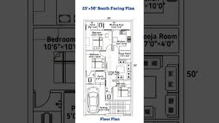 25×50 South Facing Plan 1250 sqft home homedesign housedesign house houseplan [upl. by Ecyrb]