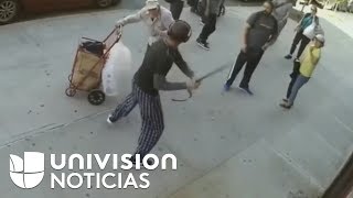 Gran repudio causa la paliza de un joven a un anciano en una calle de Nueva York [upl. by Aifas]