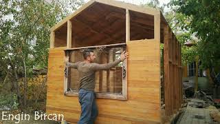 How to Build a SHED  Building a Wooden Cabin  Build a hut  Tiny house  Ahşap ev yapımı [upl. by Aidnyl]