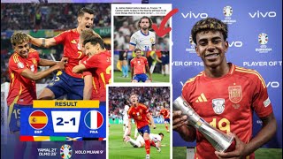 Spain 21 France😅Yamal MOTM🏆👑🎉Yamal N Olmo sealed the comeback🔥Mbappe 😅Muani 😅Rabiot😅Spain final🎉 [upl. by Marutani]