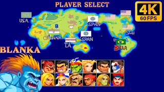 BLANKA ➤ Street Fighter II Champion Edition ➤ Hardest ➤ 4K 60 FPS [upl. by Rehctaht776]