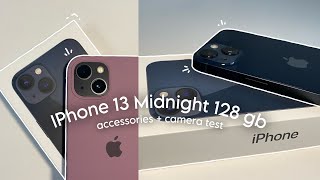 iphone 13 midnight aesthetic unboxing  accessories  camera test✨ [upl. by Breed]