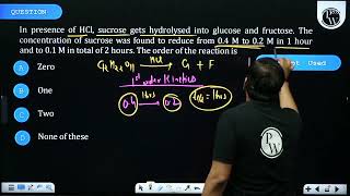 In presence of \\mathrmHCl\ sucrose gets hydrolysed into glucose and fructose The concentr [upl. by Amliv873]