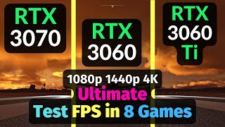 RTX 3070 vs RTX 3060 vs RTX 3060 Ti in 8 GAMES  1080p 1440p 4K [upl. by Soilisav]