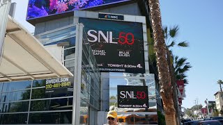 SNL Saturday Night Live Michael Keaton Billie Eilish Billboard Sunset Blvd LA CA US October 19 2024 [upl. by Aillimac536]