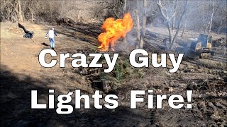 Huge Fireball  Brush Fire with Motor Oil and Diesel  Bonfire Fireball [upl. by Risa]