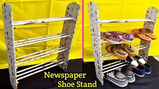 How to make shoe stand  how to make newspaper shoe rackhow to make shoe stand from newspaper rolls [upl. by Inuat133]