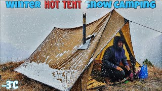 Winter Group Camping In Heavy Rain amp Snowfall  Winter Snow Camping in India  Camping video [upl. by Leterg]