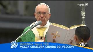 Santa Messa di chiusura del Sinodo dei Vescovi  Domenica 25 ottobre alle 10 su Tv2000 [upl. by Ellirehs265]