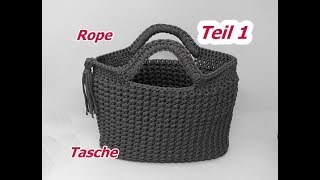 Tasche Häkeln aus ROPE mit Sternchenmasche  Teil 1 [upl. by Eisseb]