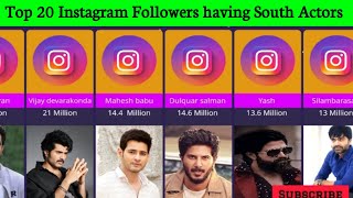 Top 20 Most instagram followers having south indian actors  Top Most instagram followers actors [upl. by Ahseiym105]