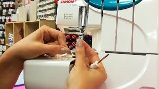 Janome Overlock 9110dx Parte 5 Costura angosta con 3 hilos [upl. by Norwood]