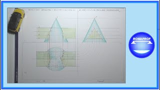 PROIEZIONI ORTOGONALI DELLINTERSEZIONE DI UN CONO E DI UN PRISMA A BASE TRIANGOLARE  937 [upl. by Cordle]