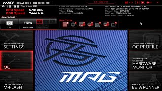 MSI Z790 Carbon Wifi Bios Setitngs  DDR5 7466MHz Timings  59GHz i9 13900K [upl. by Adnauq]