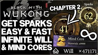 Black Myth Wukong  Best 30 Sparks Per Hour Will Farm Guide  Level Up Mind Cores amp Skills Fast [upl. by Eillat]