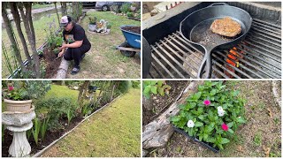 Plantando Vincas almorzando como en el Rancho y ha estado lluviendo mucho [upl. by Margetts]