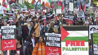 London proPalestinian rally calls for Gaza ceasefire  AFP [upl. by Bevin]