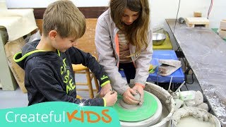 How to Use a Pottery Wheel for Kids  Pottery Lessons for Kids [upl. by Ralyt]