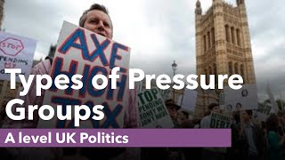 Types of Pressure Groups A level Politics [upl. by Bonar]