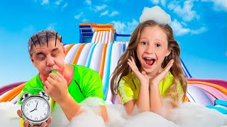 Nastya and Evelyn play with a giant trampoline  1 hour Kids video series [upl. by Yarw]