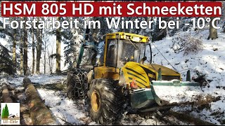 HSM 805 HD mit Schneeketten  Forstarbeit im Winter bei 10°C  Forstservice Schnaitter [upl. by Ima]