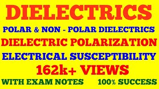 DIELECTRICS  NON POLAR amp POLAR DIELECTRICS  DIELECTRIC POLARIZATION  SUSCEPTIBILITY  WITH NOTES [upl. by Sherfield898]