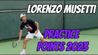 LORENZO MUSETTI Practice Points  INDIAN WELLS 2023 [upl. by Nove719]