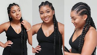 FEED IN BRAIDS 2 Que Prestretched PreCut 28quot Braiding Hair [upl. by Ekez]