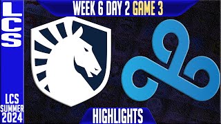 TL vs C9 Highlights Game 3  LCS W6D2 Summer 2024  Team Liquid vs Cloud9 Week 6 Day 2 [upl. by Notsehc]