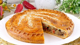 🥧Бездрожжевой пирог с мясом и картошкой на сметанном тесте Рецепт теста без дрожжей на сметане [upl. by Ndnarb628]