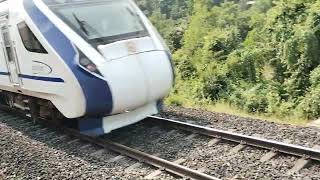 Vande Bharat Express Crossing Diva Sawantwadi passanger at Karepatan Road [upl. by Merkley653]