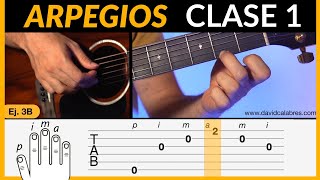 CÓMO TOCAR ARPEGIOS en Guitarra Técnica FÁCIL  3 Ejercicios Clase 1 [upl. by Ennyroc]