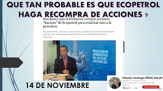 QUE TAN PROBABLE ES QUE ECOPETROL HAGA UNA RECOMPRA DE ACCIONES  👎🔕 Cierre Colombia 14 Noviembre [upl. by Yboj]