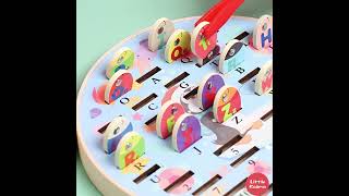 Little Kooma  Fun Wooden Penguin Magnetic Fishing Game w Alphabets n Numbers [upl. by Yadsnil]