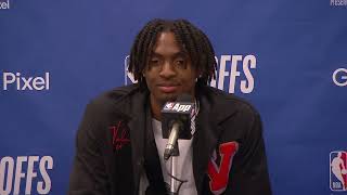 Tyrese Maxey talks BIG Game 5 Win vs Knicks Postgame Interview 🎤 [upl. by Ahsikat]