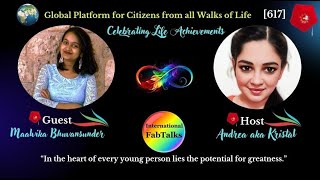 INTERNATIONAL FABTALKS WITH MAALVIKA BHUVANSUNDER awareness talkshow podcast crohnswarrior [upl. by Dietsche636]