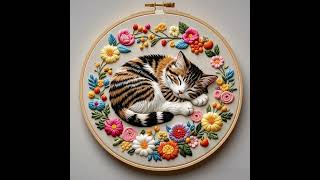 punch needle embroidery：cat [upl. by Ynnep]