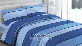 Copripiumino In 100 Cotone Disegno Fasciato Colore Blu [upl. by Joiner76]