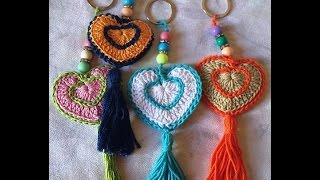 crochet quotporte clés en forme de coeurquot facile [upl. by Vergne345]