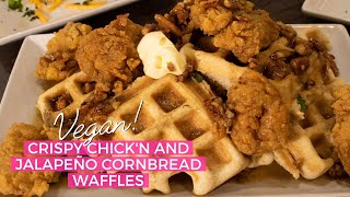 Vegan Fried Chicken Jackfruit amp Jalapeño Cornbread Waffles  Chef Joya  Kwanzaa Recipes [upl. by Falzetta]